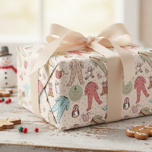 Cute Cream Baby's First Christmas Personalized Wrapping Paper