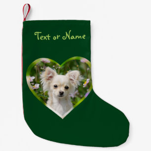 Cute cream Chihuahua Dog Puppy Pet Heart - Name Small Christmas Stocking
