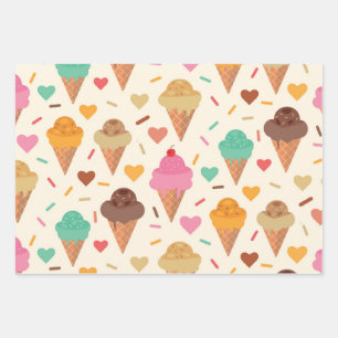 Cute  Cream Cone  pattern  Wrapping Paper Sheet