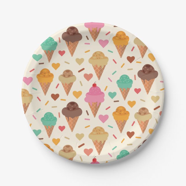 Cute  Cream Cone  pattern  Wrapping Paper Sheets Paper Plate (Front)