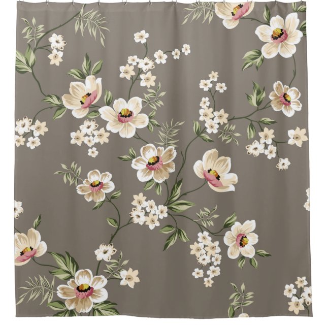 cute cream flowers with green leaves pattern on br (Front)