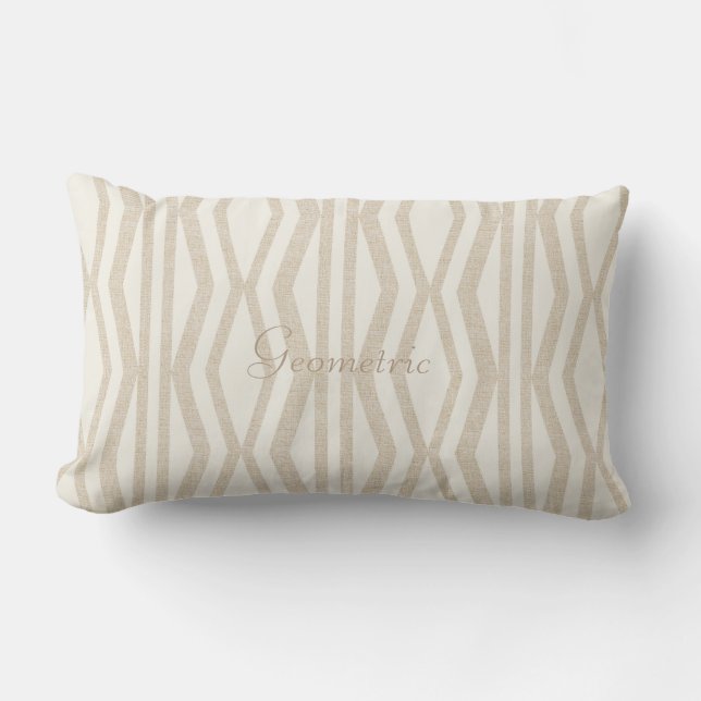 Cute Cream Linen Geometric Pattern Pillow (Front)