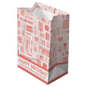 Cute Creative Art Supplies Coral Red Pattern Medium Gift Bag