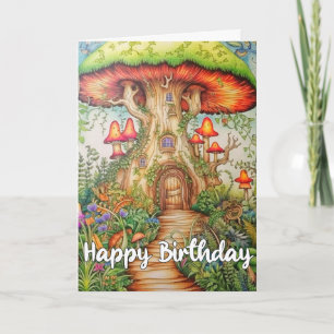 Cute Creative Mushroom House Illustration Card