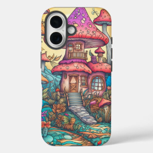 Cute Creative Mushroom Hut Illustration iPhone 16 Case