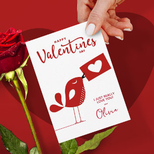 Cute creative red happy valentine day love bird invitation