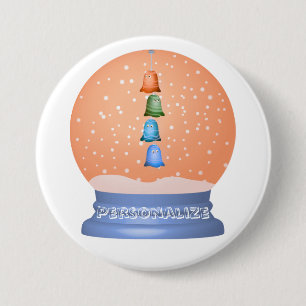 Cute creatures cartoon snow globe whimsical 3 inch round button