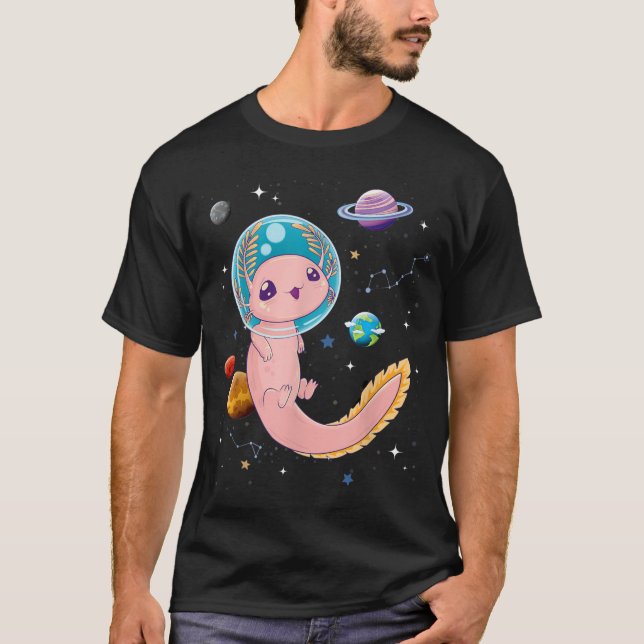 Cute Creepy Anime Pastel Goth Clothes Space Axolot T-Shirt (Front)