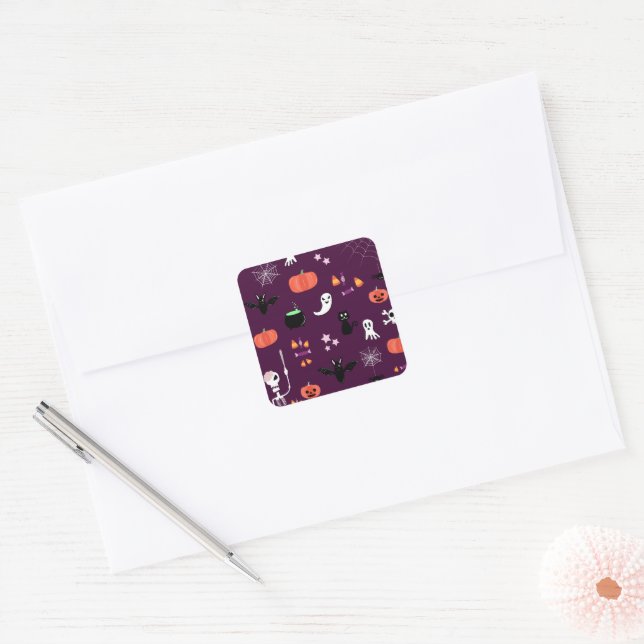Cute Creepy Halloween Art Square Sticker (Envelope)