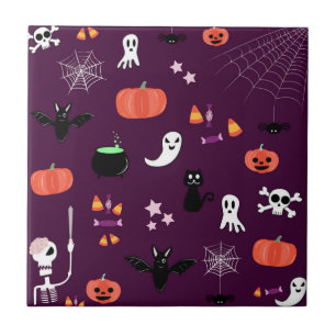 Cute Creepy Halloween Art Tile