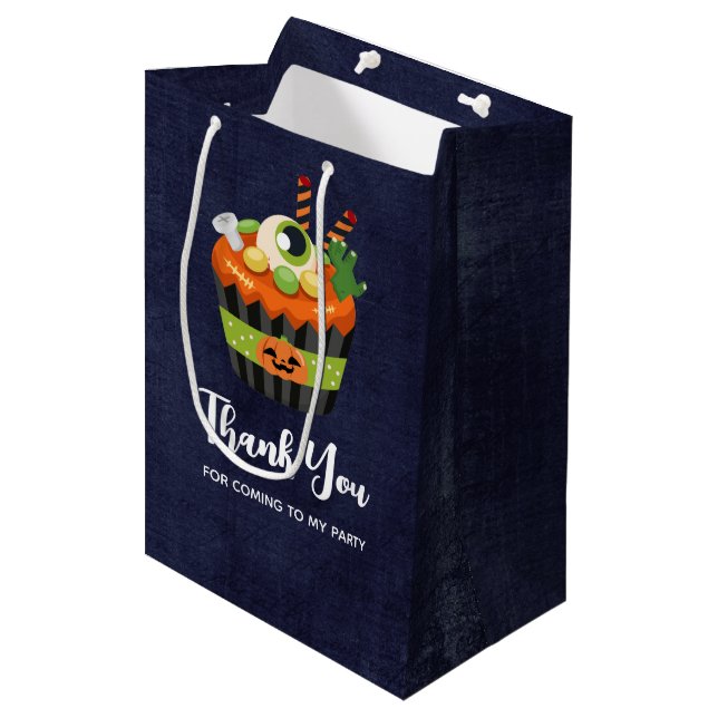 Cute & Creepy Halloween Cupcake Thank You Medium Gift Bag (Front Angled)