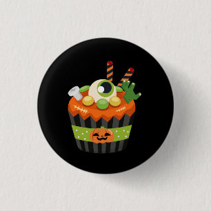 Cute & Creepy Halloween Cupcake with a Big Eyeball 1 Inch Round Button