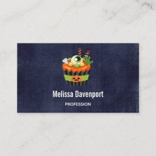 Cute & Creepy Halloween Cupcake with a Big Eyeball Business Card
