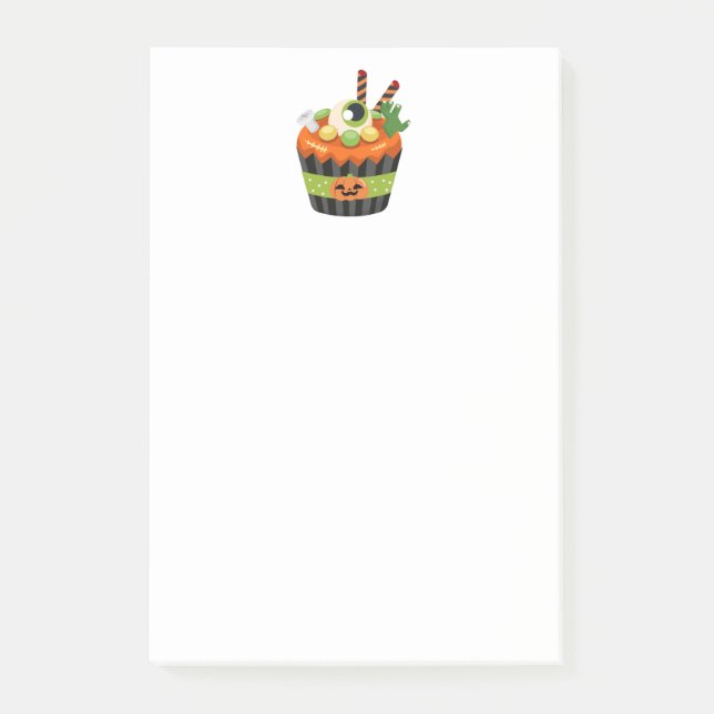 Cute & Creepy Halloween Cupcake with a Big Eyeball Post-it Notes (Front)