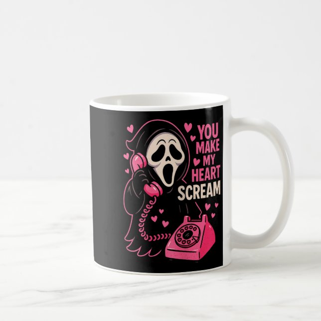 Cute Creepy Horror Make My Heart Scream Valentine’ Coffee Mug (Right)