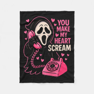 Cute Creepy Horror Make My Heart Scream Valentine’ Fleece Blanket