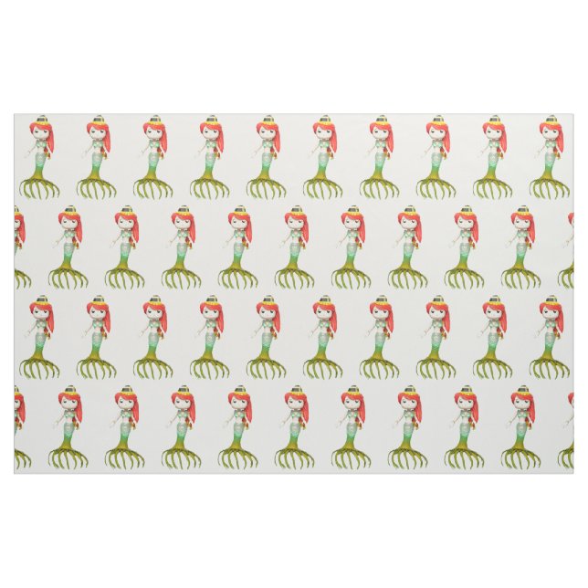 Cute Creepy Mermaid Witch  Fabric (Fat Quarter)