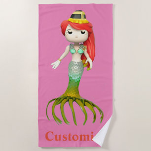 Cute Creepy Mermaid Witch Thunder_Cove  Beach Towel