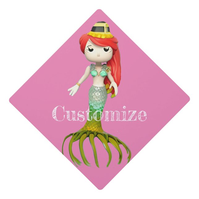 Cute Creepy Mermaid Witch Thunder_Cove  Graduation Cap Topper (Front)