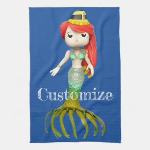 Cute Creepy Mermaid Witch Thunder_Cove Kitchen Towel
