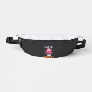 Cute Creepy Pink Monster Halloween Spider Web Bats Fanny Pack