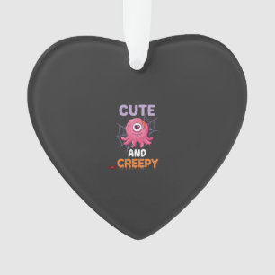 Cute Creepy Pink Monster Halloween Spider Web Bats Ornament