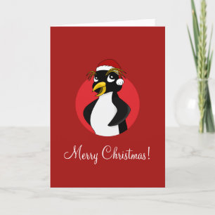 Cute crested penguin Christmas cartoon Holiday Car Card