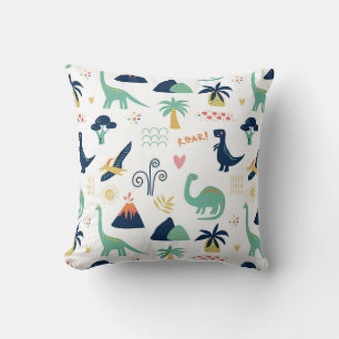 Cute Cretaceous Period Cartoon Drawings Throw Pillow
