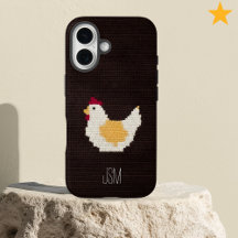 Cute Crochet Chicken Custom Initials Monogram  