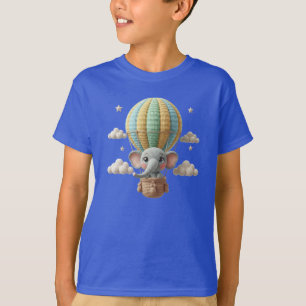 Cute Crochet Elephant in Hot Air Balloon Amigurumi T-Shirt