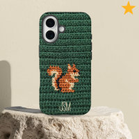 Cute Crochet Squirrel Custom Initials Monogram  