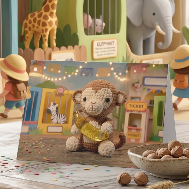 Cute Crocheted Monkey | Happy Birthday Pun Card (Creator Uploaded)