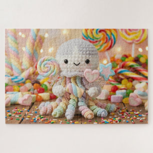 Cute Crocheted Octopus and Candy Land Jigsaw Puzzle
