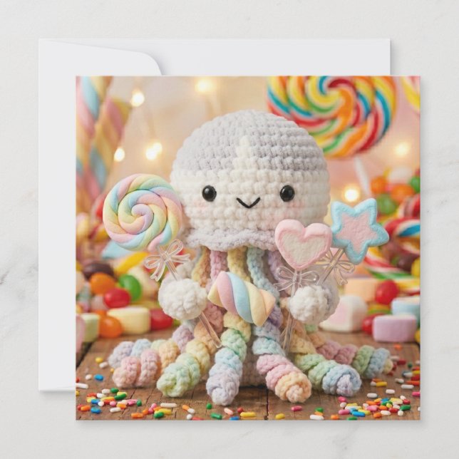 Cute Crocheted Octopus Candy Land Aesthetic  (Front)