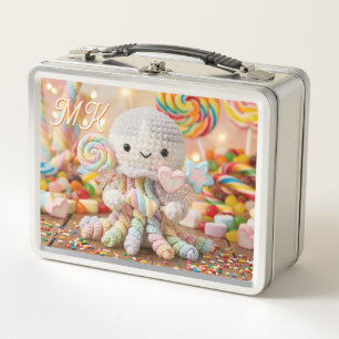 Cute Crocheted Octopus Candy Land Personalized Metal Lunch Box