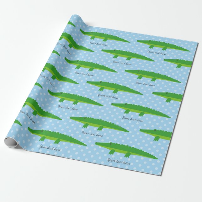 Cute crocodile alligator polka dots wrapping paper (Unrolled)