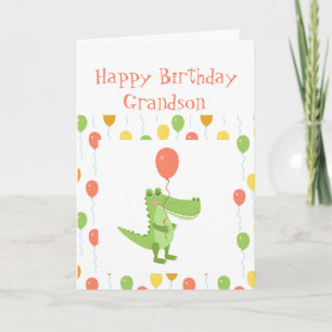 Cute Crocodile Fun Animal Grandson Kids Birthday Card