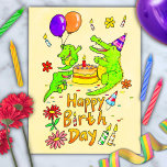 Cute Crocodile Happy Birthday postcard<br><div class="desc">Send this cute crocodile card to wish someone a Happy Birthday!</div>