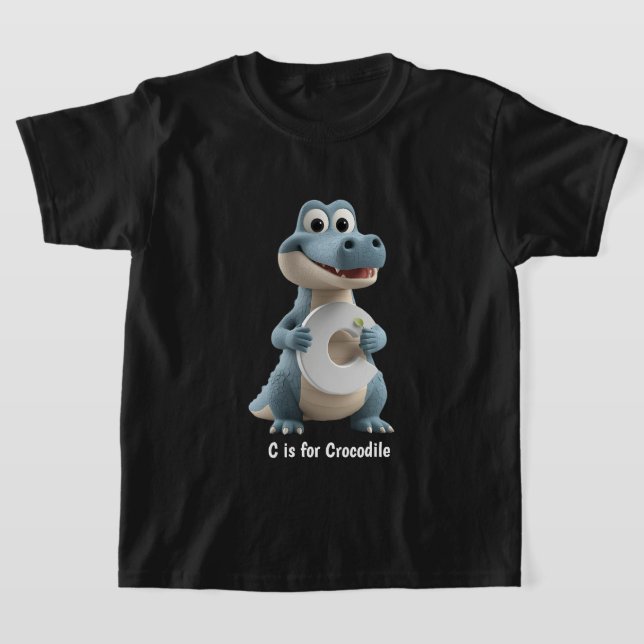 Cute Crocodile Kids T-Shirt | C is for Crocodile A (Laydown)