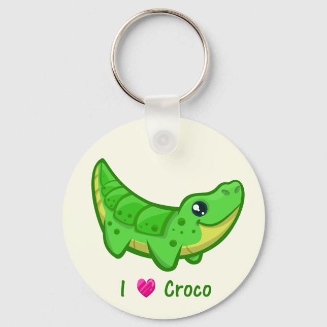 Cute crocodile love kawaii cartoon keychain (Front)