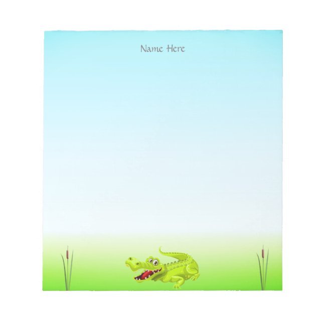 Cute Crocodile on Light Blue Notepad (Front)