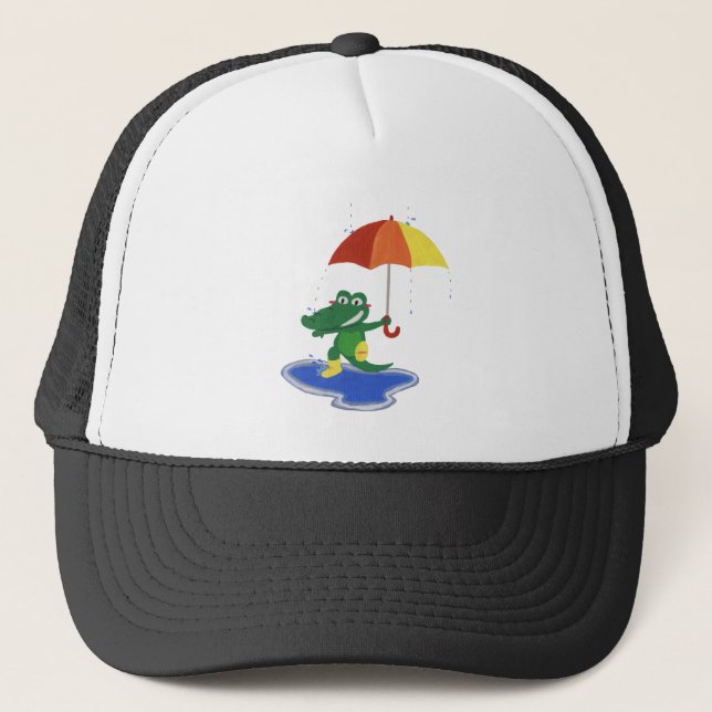 Cute crocodile under the rain trucker hat (Front)