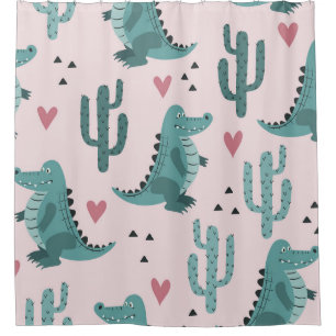 Cute crocodile, vintage alligator pattern.