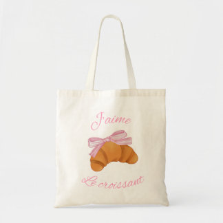 cute croissant design tote bag