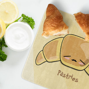 Cute Croissant Kawaii French Pastry Cutting Board