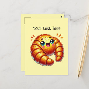 Cute croissant lovers customize postcard