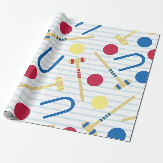 Cute Croquet Wrapping Paper (Unrolled)