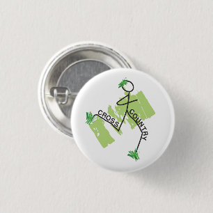 Cute Cross Country © Grass Runner 1 Inch Round Button