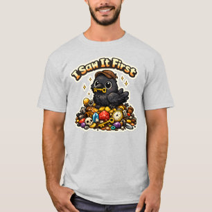 Cute Crow Treasure Collector Sticker   Funny Raven T-Shirt