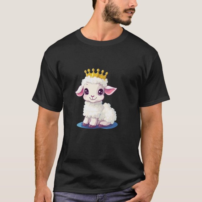 Cute Crowned Lamb for a Regal Touch T-Shirt (Front)